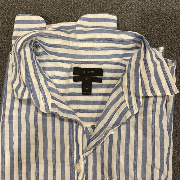 J.Crew women’s boy style shirt in cotton soft gauze blue & white stripes - Sz 4 - Picture 5 of 7